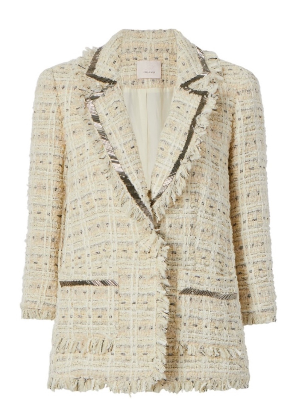 CINQ À SEPT Maddie Metallic Beaded Blazer Ivory 8 $595